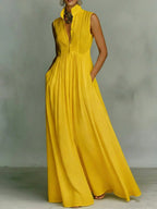 Women's French-style high-waist midi dress with ribbon tie, casualwear by Plush Fashion Hub, shown in a stylish, elegant design.
