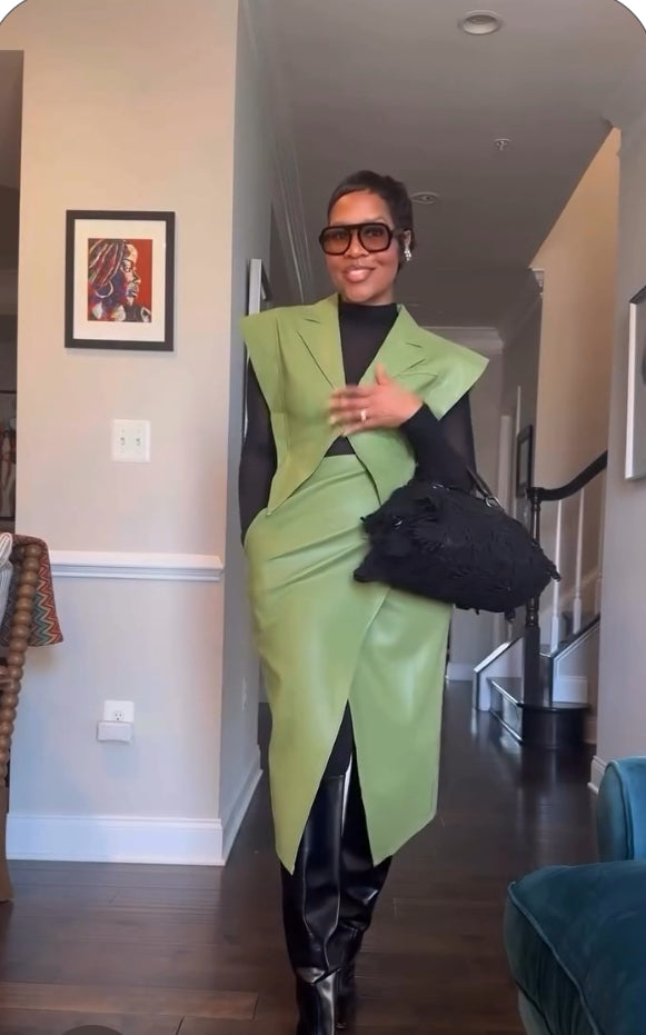 Vegan Leather Vest & Skirt Set The Bella Noire Store