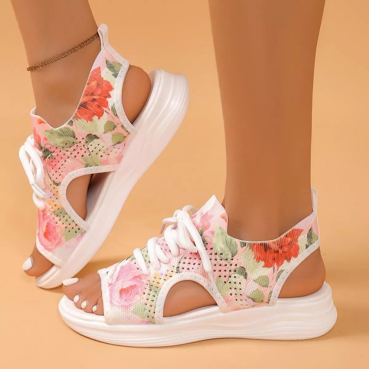 Colorful tie-dye breathable mesh sandals by Shopimist with open-toe design and cushioned sole for comfortable summer wear.