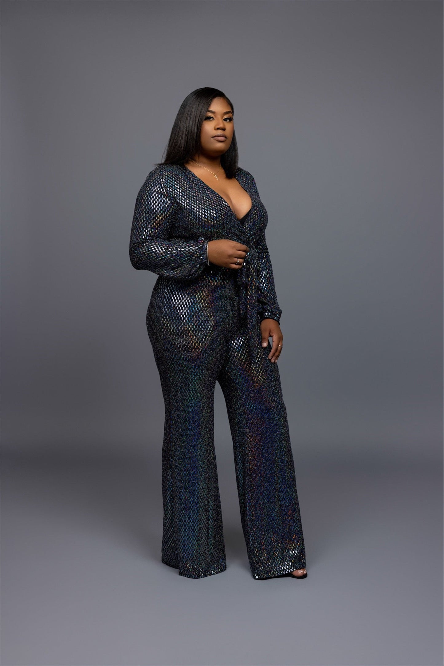 Silver Glitz & Glam Jumpsuit The Bella Noire Store