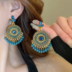 Rhinestone alloy bead dangle earrings with sparkling stones and elegant design, perfect for stylish clothing and fashion accessories.
