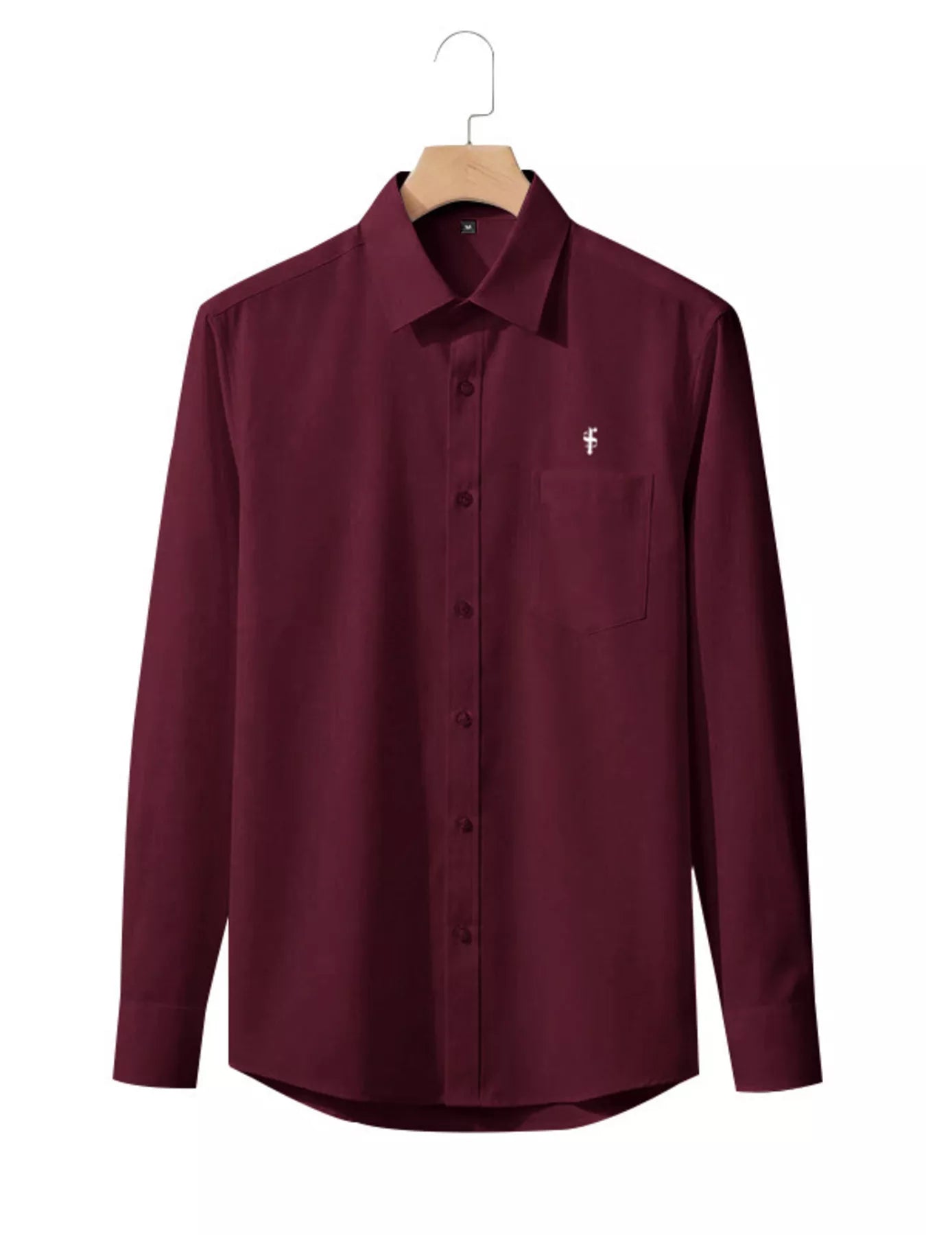 Men's slim fit button-up shirt in plus size by Trendsi, shown in a full size, with a classic collar and long sleeves.