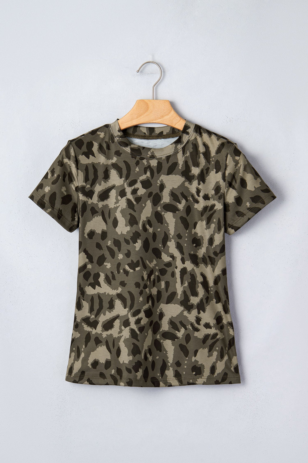 Annabelle Print Mock Slim Tee by Threaded Pear, stylish women's top with a printed design and slim fit, shown in a close-up image.
