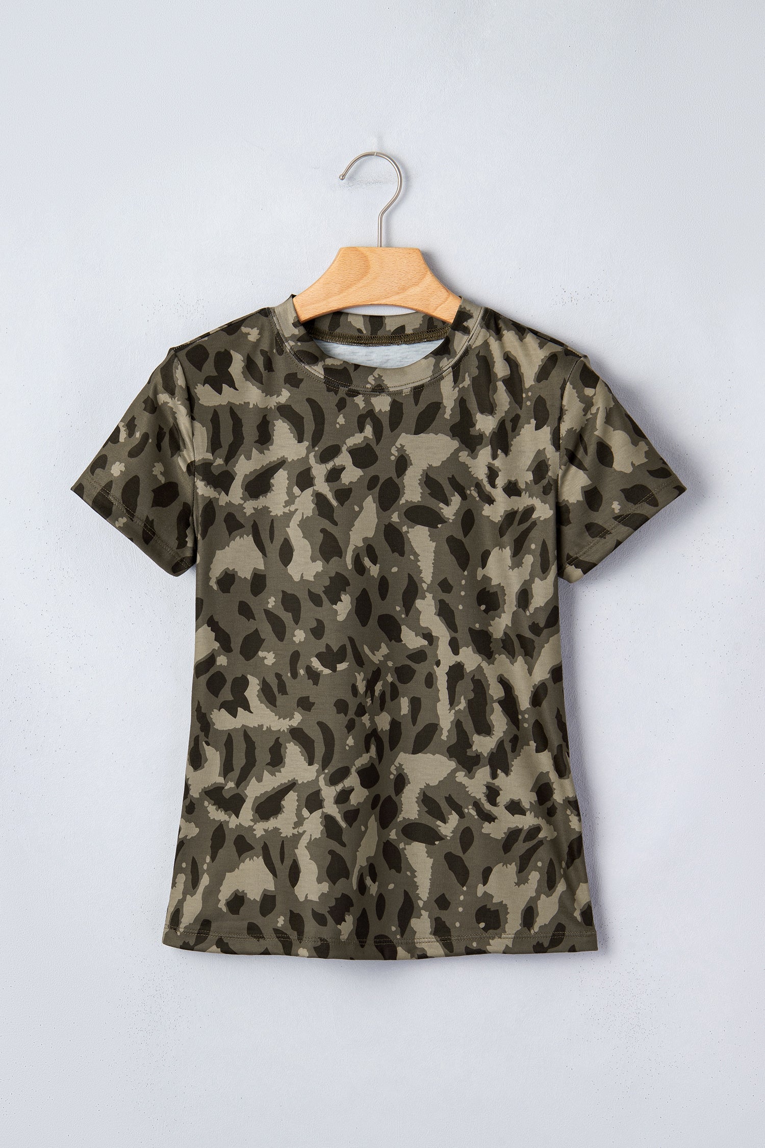 Annabelle Print Mock Slim Tee by Threaded Pear, stylish women's top with a printed design and slim fit, shown in a close-up image.