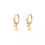 18K Gold-Plated Star Charm Hoop Earrings