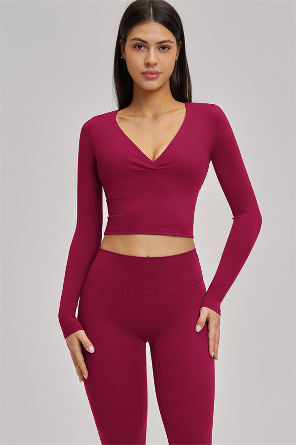 Fitglutes Activewear long sleeve crop top from The Swoon collection, shown in a stylish, fitted design suitable for gym and workout activities.