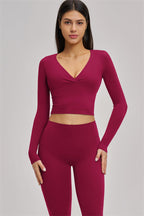 Fitglutes Activewear long sleeve crop top from The Swoon collection, shown in a stylish, fitted design suitable for gym and workout activities.