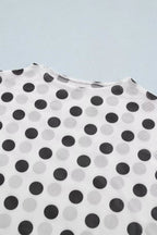 Polka Dot Mesh Long Sleeve Stand Neck Sheath Top