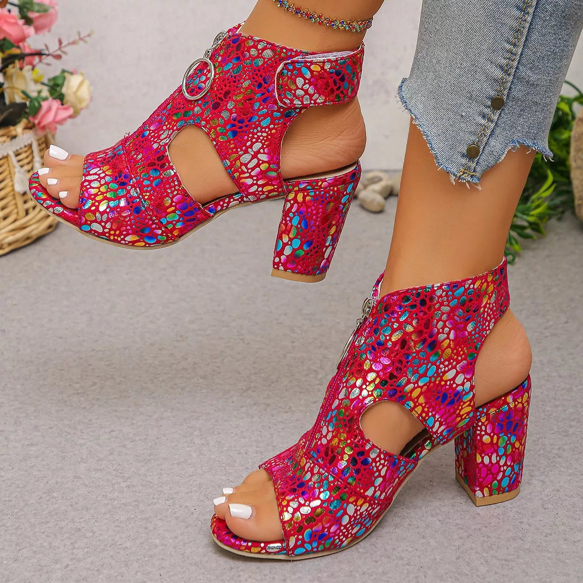 Shopimist open toe block heel sandals with stylish straps and a chunky heel for comfortable, trendy summer footwear.