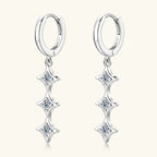 Sterling silver moissanite geometric shape earrings with modern design, crafted by Shopimist.