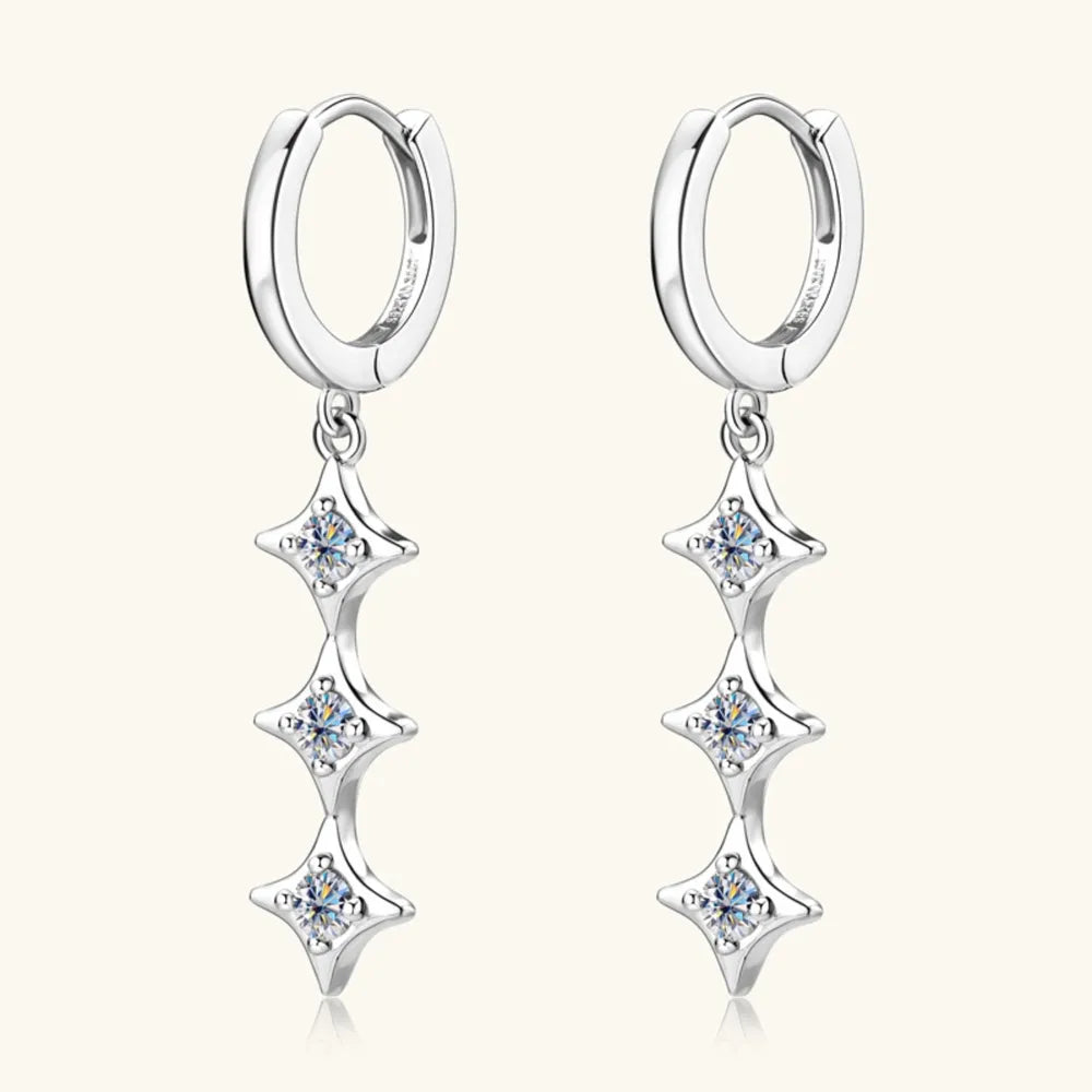 Sterling silver moissanite geometric shape earrings with modern design, crafted by Shopimist.