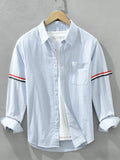 Men's plus size striped casual long sleeve shirt by Simply Love, featuring a comfortable fit and stylish design.