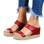European and American wedge slippers by Plush Fashion Hub featuring hemp rope casual flat sandals for women.