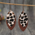 Leaf-shaped leather dangle earrings from Shopimist featuring natural brown leather with a stylish, handcrafted design.