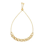 Adjustable 14k yellow gold chain bracelet with clasp, featuring a sleek and elegant design.