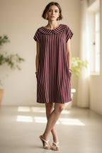 Women's striped high-waist sleeveless bodycon midi dress by Plush Fashion Hub, perfect for casualwear, featuring bold stripe pattern.