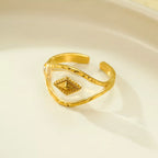 Gold-plated adjustable open ring from Shopimist, featuring a sleek and modern design for versatile jewelry wear.
