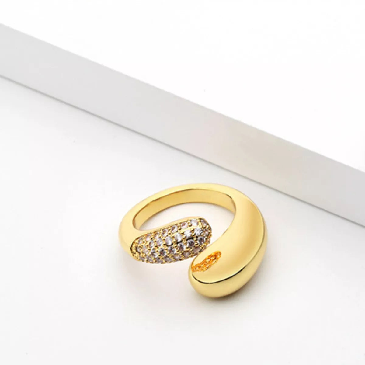 18K gold-plated open ring from Plush Fashion Hub featuring a sleek, minimalist design and smooth finish.
