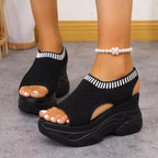 Women's breathable mesh platform wedge sandals by Plush Fashion Hub, featuring lightweight summer heel design and stylish open-toe style.