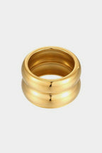 Gold double ridge ring from Shopimist featuring a sleek, polished band with two distinct ridges for a modern, elegant look.