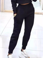 Simply Love casual chic cropped sweatshirt and jogger set, comfortable loungewear with stylish fit and soft fabric.