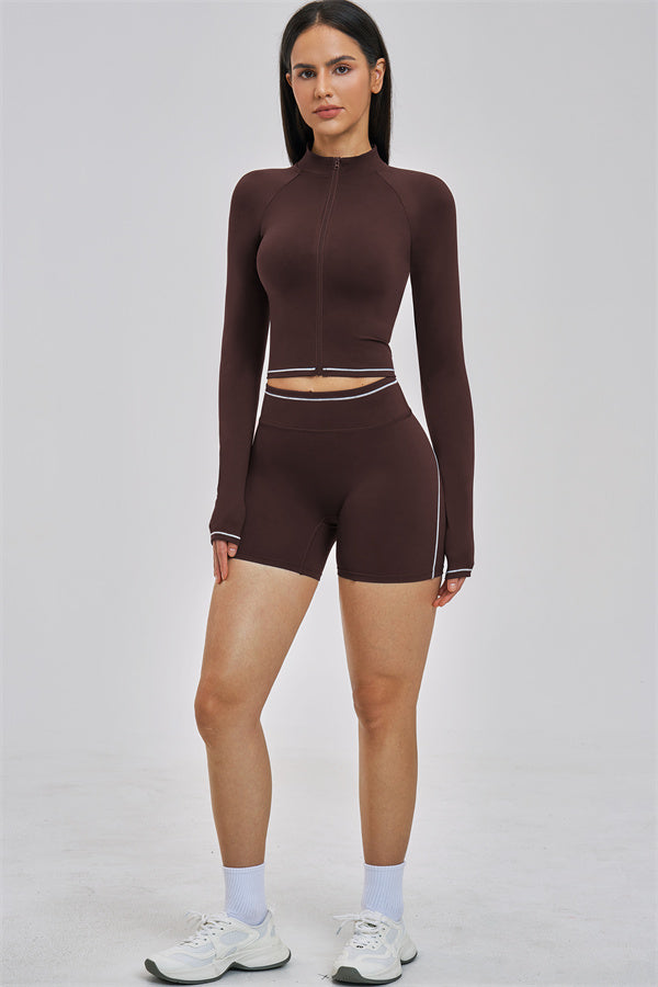 Fitglutes Activewear Unbound Jacket Shorts 2-Piece Set, stylish gymwear with matching jacket and shorts for workout and active lifestyle.
