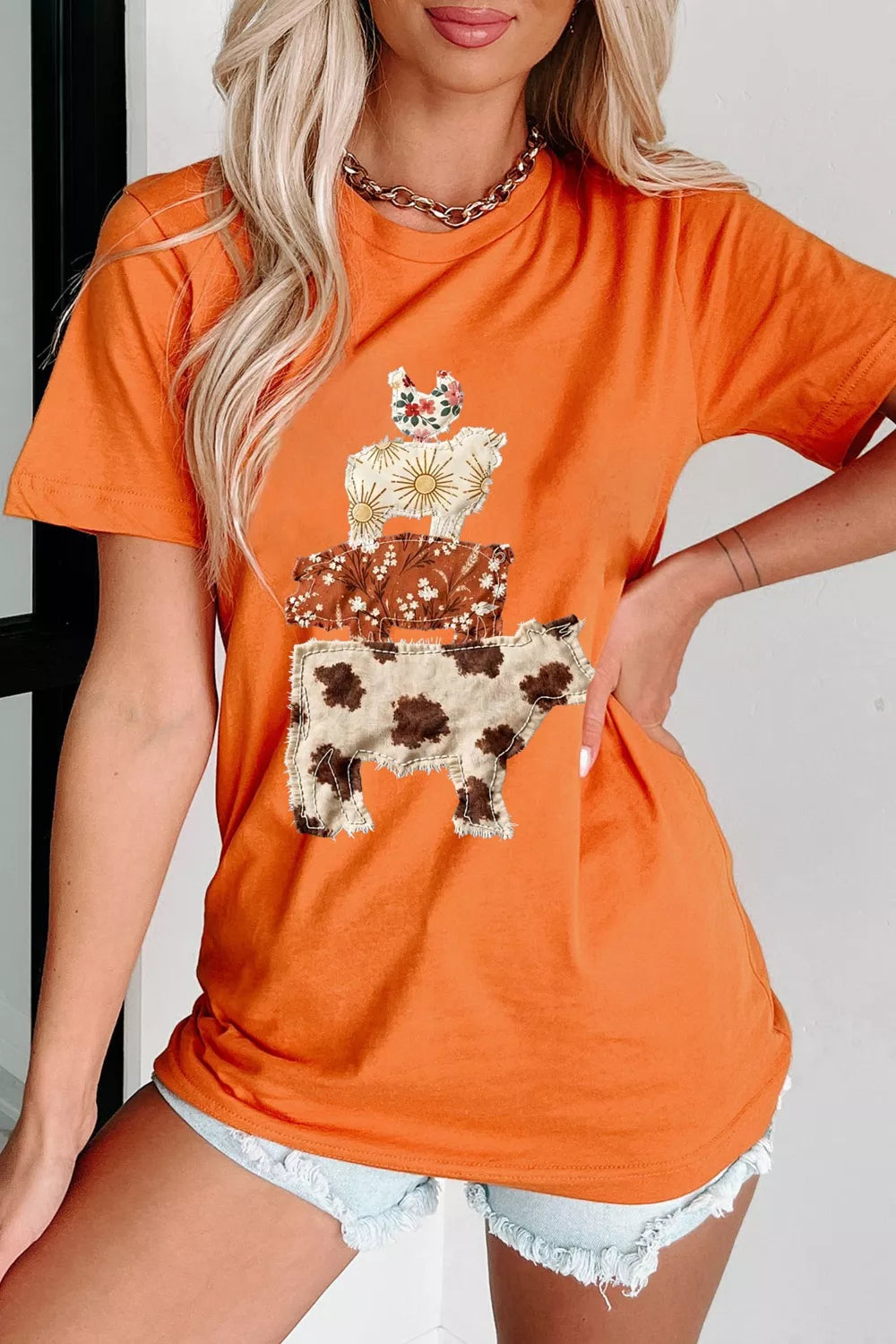 Unique animal design short sleeve T-shirt from Plush Fashion Hub featuring colorful animal illustration on lightweight cotton fabric.