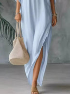 Full Size V-Neck Maxi Dress with Side Slits Plus Size