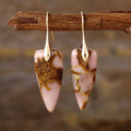 Natural stone geometric shape earrings by Shopimist featuring minimalist design and earthy-colored stones for stylish accessories.