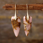 Natural stone geometric shape earrings by Shopimist featuring minimalist design and earthy-colored stones for stylish accessories.