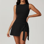 Women's sleeveless tight-fit bodycon dress from Plush Fashion Hub, sporty style, form-fitting design perfect for active or casual wear.