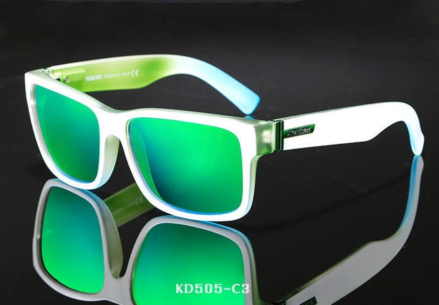 Men's polarized sport sunglasses with UV400 protection and square frame by Plush Fashion Hub, featuring dark tinted lenses.