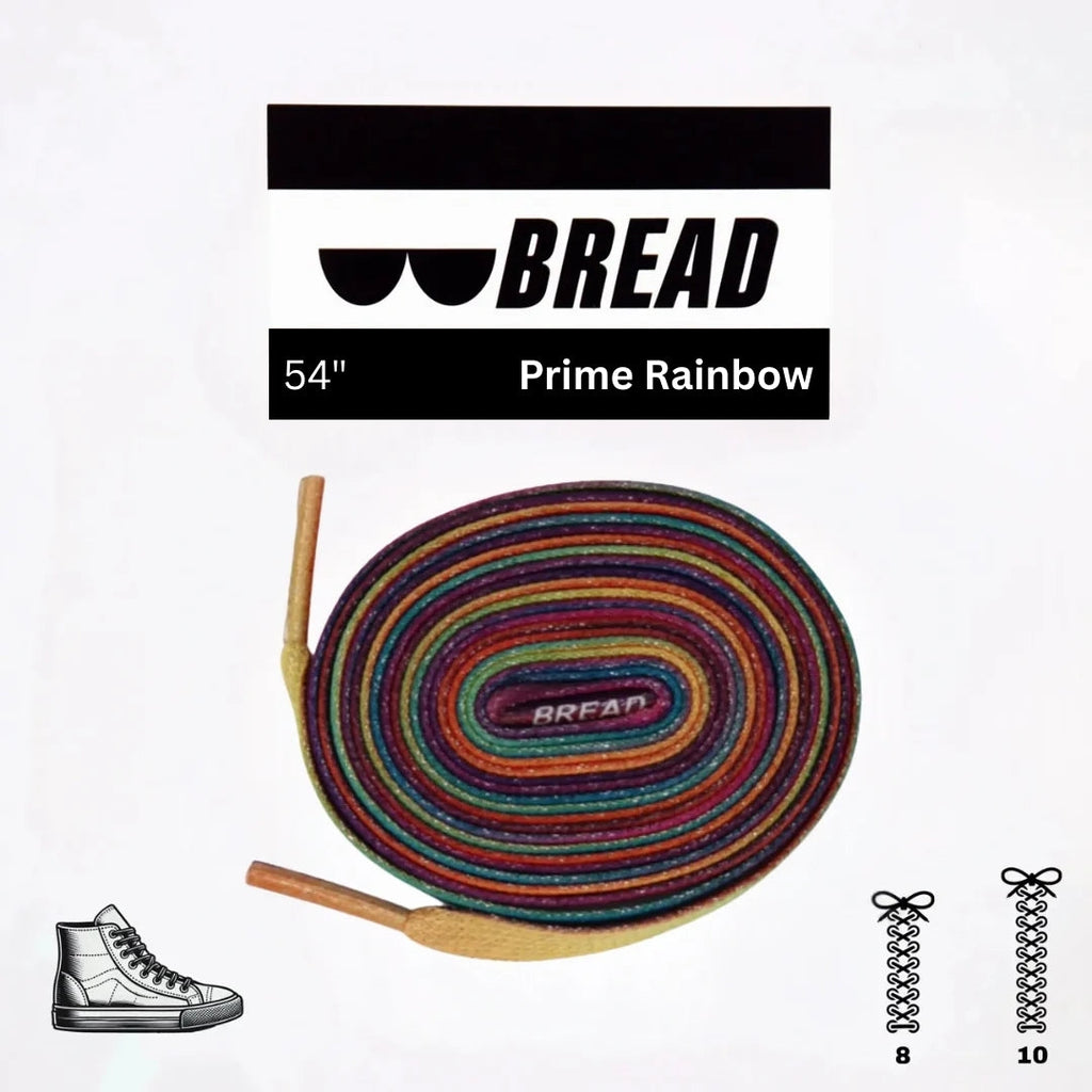 Colorful Prime Rainbow elastic shoelace by Plush Fashion Hub, showing vibrant rainbow pattern and flexible design for sneakers.