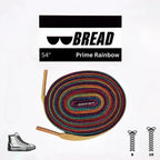 Colorful Prime Rainbow elastic shoelace by Plush Fashion Hub, showing vibrant rainbow pattern and flexible design for sneakers.