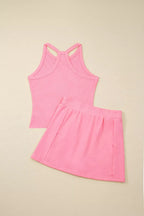 Shopimist sleeveless cropped top and pocketed skort set, casual summer outfit with sleeveless design and functional pockets.