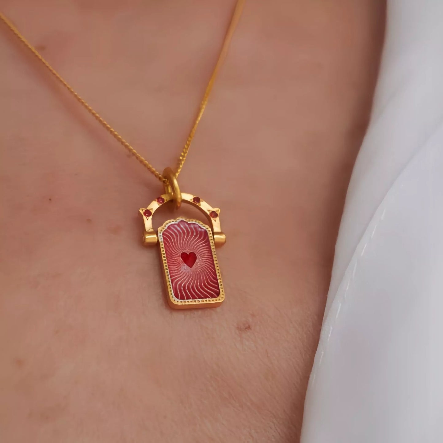 18K gold-plated titanium steel pendant necklace with a sleek design, featuring a polished finish and modern style.