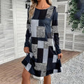 Women's round neck long sleeve casual dress by Plush Fashion Hub, featuring a comfortable fit and simple design in a versatile style.