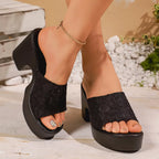 Open toe block heel sandals by Shopimist featuring a stylish design and comfortable chunky heel, perfect for summer footwear.