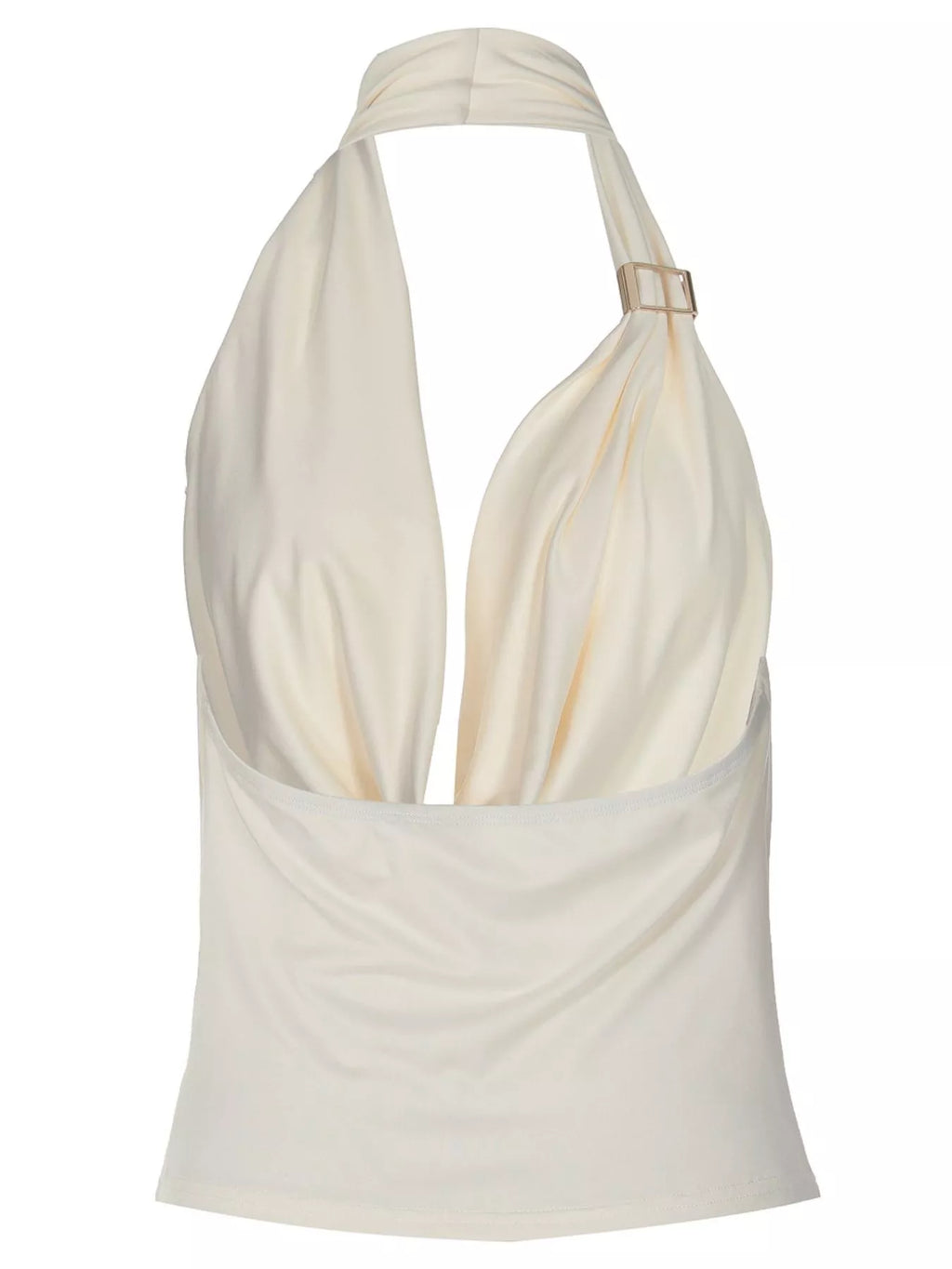 Halter neck ruched tank top by Shopimist featuring gathered fabric and sleeveless design on a neutral background.