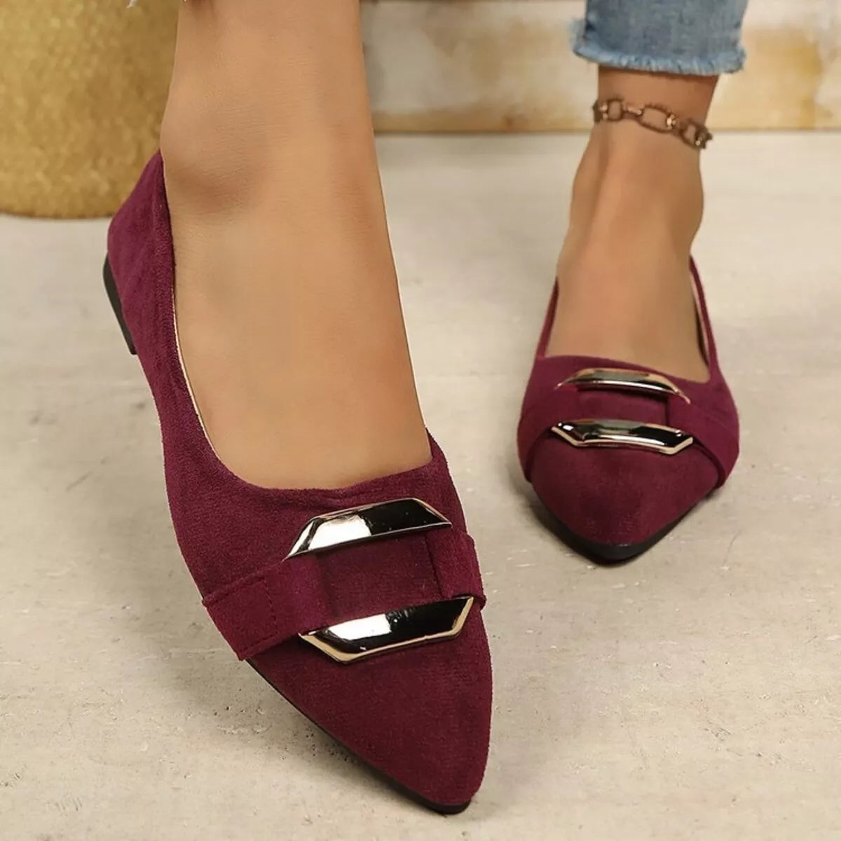 Plush Fashion Hub point toe flats slip-on sandals with a sleek design and comfortable fit, perfect for casual or dressy occasions.