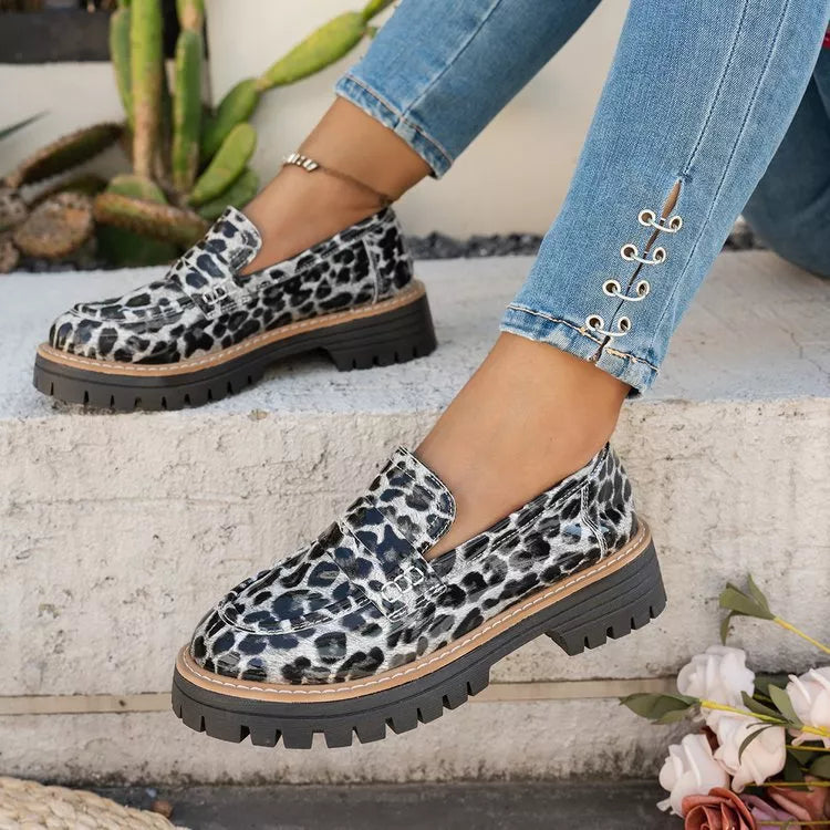 Shopimist round toe platform loafers featuring a sleek design and comfortable sole, perfect for stylish casual wear.