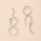 Shopimist alloy spiral drop earrings featuring sleek, twisting metal design hanging from fishhook ear wires.