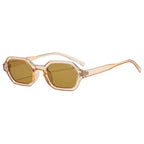 Hexagonal small-frame sunglasses by Plush Fashion Hub with UV protection, unisex eye wear featuring stylish polygonal design.