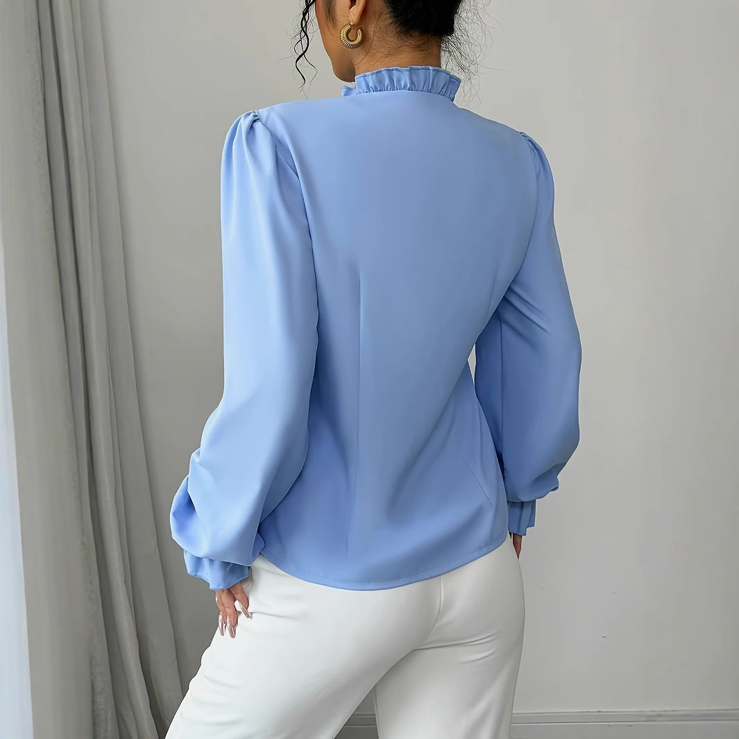 Elegant women's pleated long sleeve blouse by eprolo featuring a stylish design and classic fit, perfect for fashionable occasions.