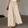 Women's high waist wide leg casual pants by FitiqueFit, shown in a relaxed fit with flowing wide legs and a high-rise waist.