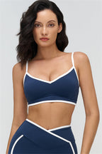Fitglutes activewear sports bra and leggings set featuring contrast design, ideal for gym and workout sessions.
