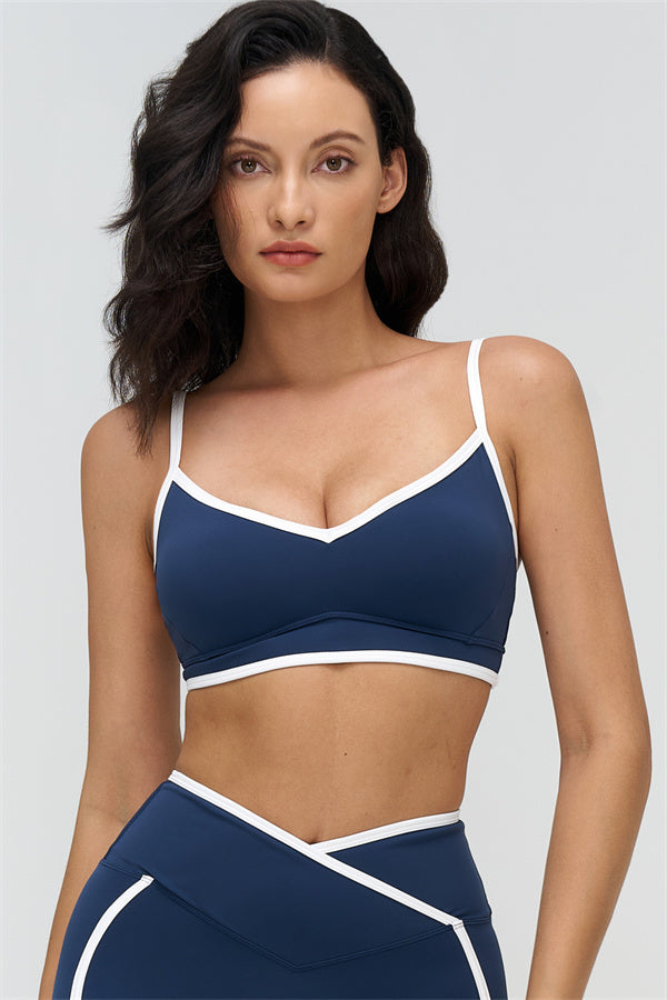 Fitglutes activewear sports bra and leggings set featuring contrast design, ideal for gym and workout sessions.