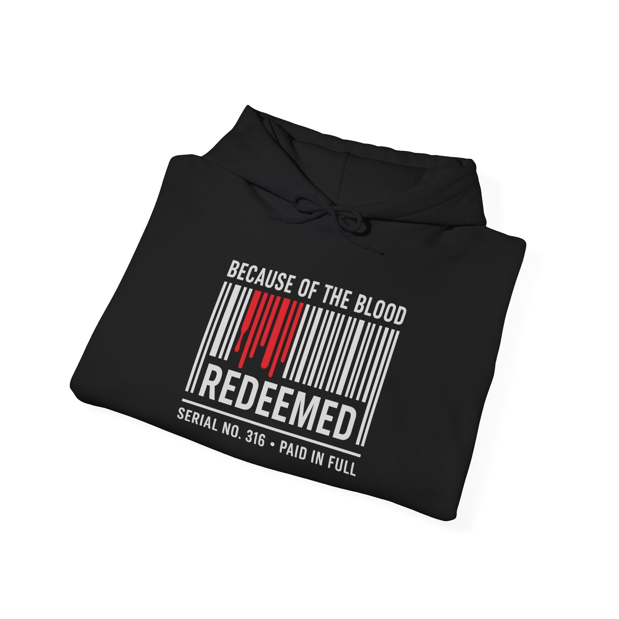 Unisex hoodie by Wear Your Worship featuring inspirational Revelation 1:5 redemption design, casual apparel for men and women.