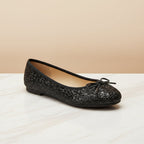 Women's classic egg-roll edge slip-on flats by FitiqueFit, round toe pumps inspired by Chanel, stylish and comfortable footwear.