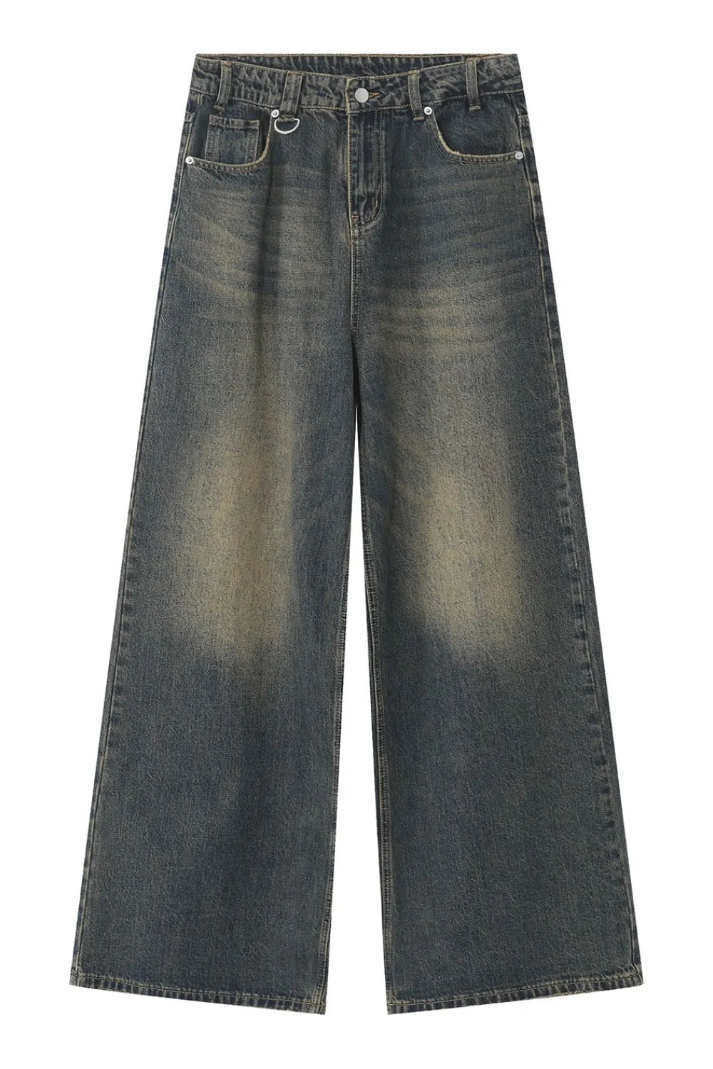 Trendsi wide leg jeans with pockets, casual bottoms featuring a relaxed fit and functional front and back pockets.